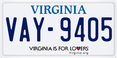 VA license plate VAY9405