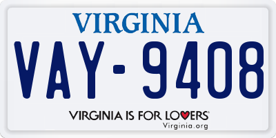 VA license plate VAY9408