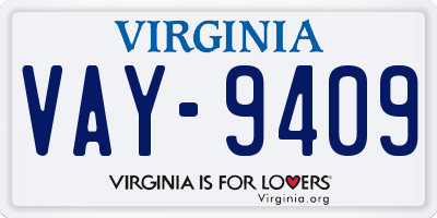 VA license plate VAY9409