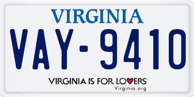 VA license plate VAY9410