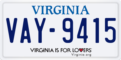 VA license plate VAY9415