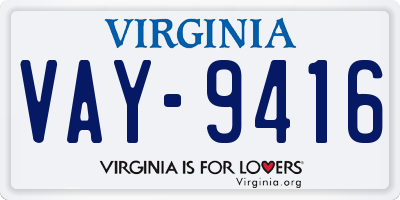 VA license plate VAY9416