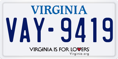 VA license plate VAY9419