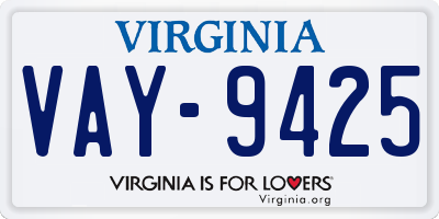 VA license plate VAY9425