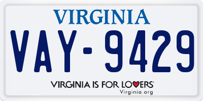 VA license plate VAY9429