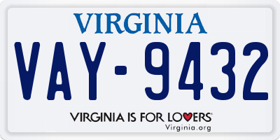 VA license plate VAY9432