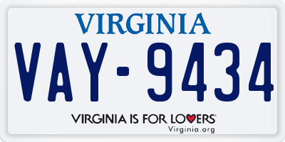 VA license plate VAY9434