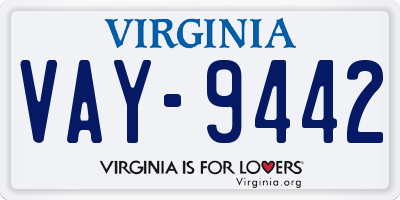 VA license plate VAY9442
