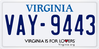 VA license plate VAY9443