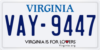 VA license plate VAY9447