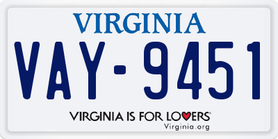 VA license plate VAY9451