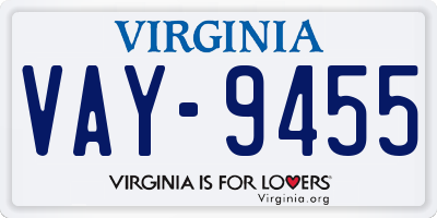 VA license plate VAY9455