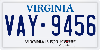 VA license plate VAY9456