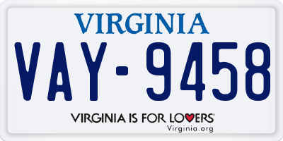 VA license plate VAY9458