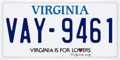 VA license plate VAY9461