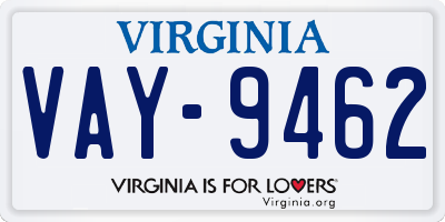VA license plate VAY9462