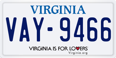 VA license plate VAY9466