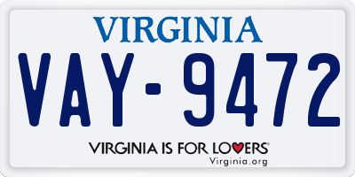 VA license plate VAY9472