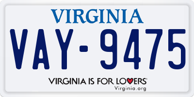 VA license plate VAY9475