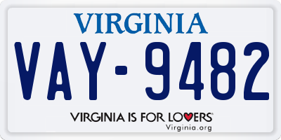 VA license plate VAY9482