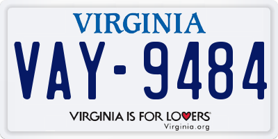 VA license plate VAY9484