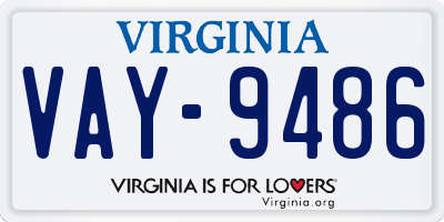 VA license plate VAY9486