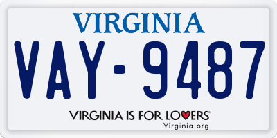 VA license plate VAY9487