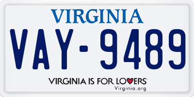 VA license plate VAY9489
