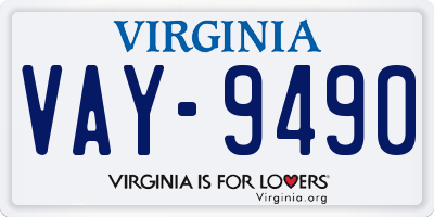 VA license plate VAY9490