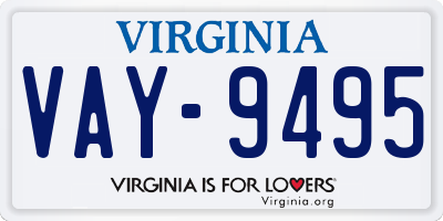 VA license plate VAY9495