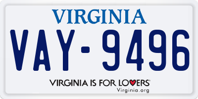 VA license plate VAY9496