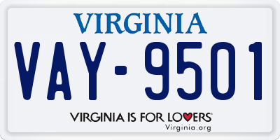 VA license plate VAY9501