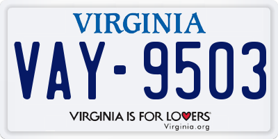 VA license plate VAY9503