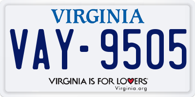 VA license plate VAY9505