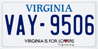 VA license plate VAY9506