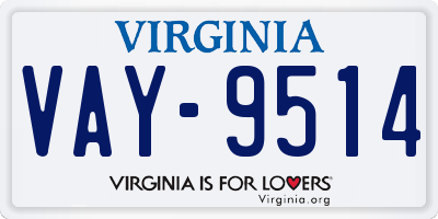 VA license plate VAY9514