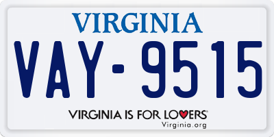 VA license plate VAY9515