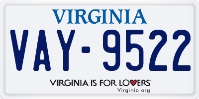 VA license plate VAY9522