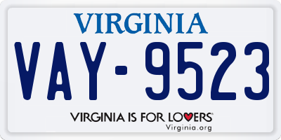 VA license plate VAY9523