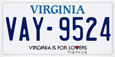 VA license plate VAY9524