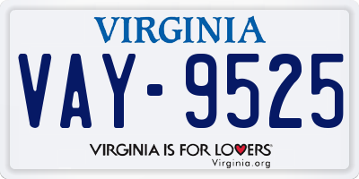 VA license plate VAY9525