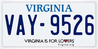VA license plate VAY9526