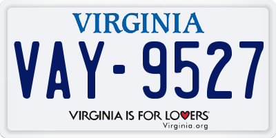 VA license plate VAY9527