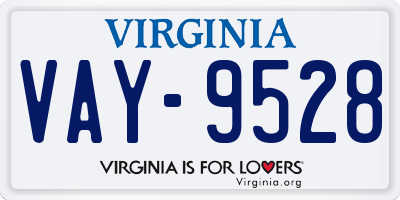 VA license plate VAY9528