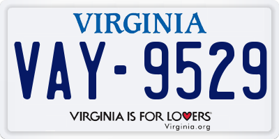 VA license plate VAY9529