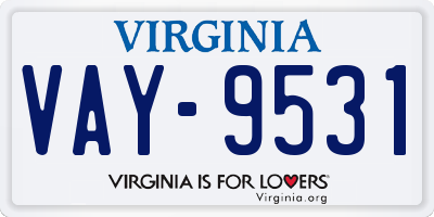 VA license plate VAY9531