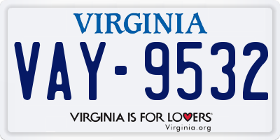 VA license plate VAY9532