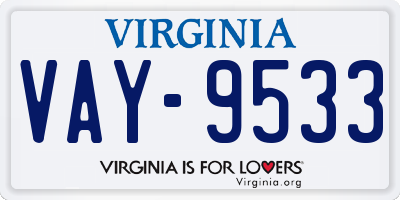 VA license plate VAY9533