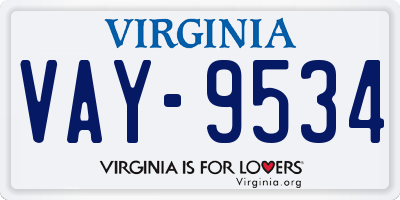 VA license plate VAY9534