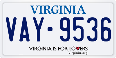 VA license plate VAY9536